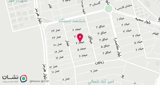 نقشه موقعیت تقریبی دفتر: بندرعباس ششصددستگاه کوچه میعاد چهارم