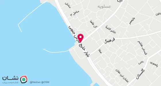 نقشه موقعیت تقریبی دفتر: بوشهر -عسلویه - خیابان مسجد جامع جنب مسجد جامع