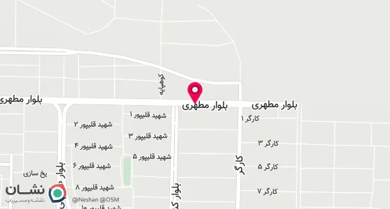 نقشه موقعیت تقریبی دفتر: فارس- قیروکارزین - بلوار شهید مطهری-خیابان بابا کوهی-کوچه سروش