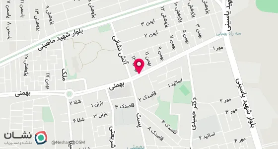 نقشه موقعیت تقریبی دفتر: بوشهر خیابان بهمنی نرسیده به چهار راه اداره پست روبروی شرکت ارتباطات زیر ساخت کوچه بهمن 13