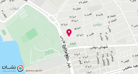 نقشه موقعیت تقریبی دفتر: بوشهر بهمنی روبروی پارک شغاب کوچه دریا 13