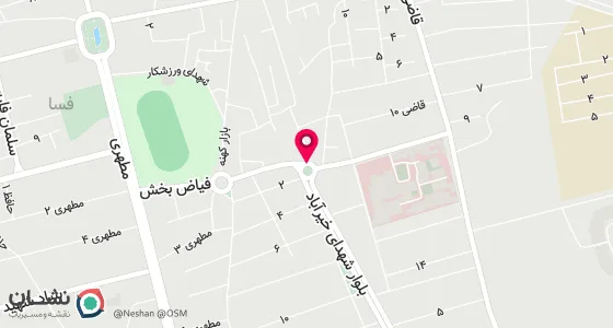 نقشه موقعیت تقریبی دفتر: فسا خیابان شهید فیاض بخش ابتدای خیابان ثار الله علیه السلام