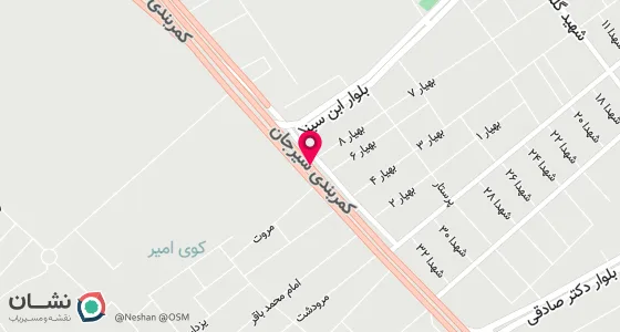 نقشه موقعیت تقریبی دفتر: کرمان-سیرجان-خیابان ابن سینا روبروی بیمارستان امام رضا(ع)