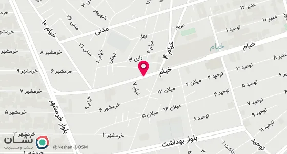 نقشه موقعیت تقریبی دفتر: خیابان خیام نبش خیام 6 پلاک 2/293