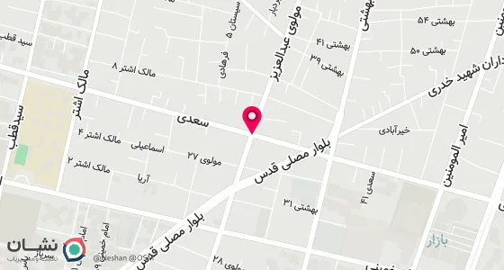 نقشه موقعیت تقریبی دفتر: تقاطع خیابان سعدی و مولوی