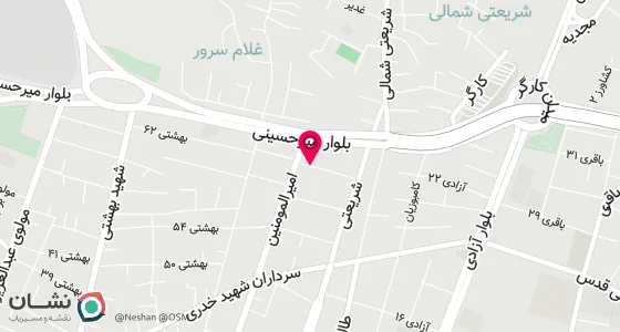 نقشه موقعیت تقریبی دفتر: خیابان امیر المومنین - پاساژ رضا -دفتر خانه ازدواج 36 زاهدان