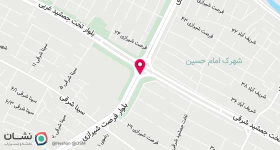 نقشه موقعیت تقریبی دفتر: شیراز بلوار تخت جمشید چهارراه تخت جمشیدابتدای فرصت شیرازی