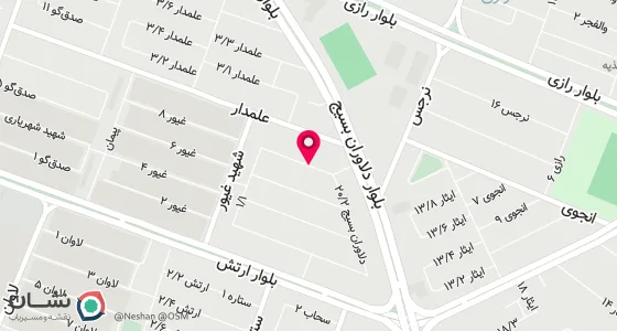 نقشه موقعیت تقریبی دفتر: شیراز بولوار دلاوران بسیج 20 متری علمدار پلاک 221