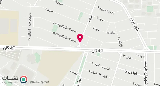 نقشه موقعیت تقریبی دفتر: شیراز- شهر صدرا بلوار مولانا کوچه 2 فرعی مریم 1