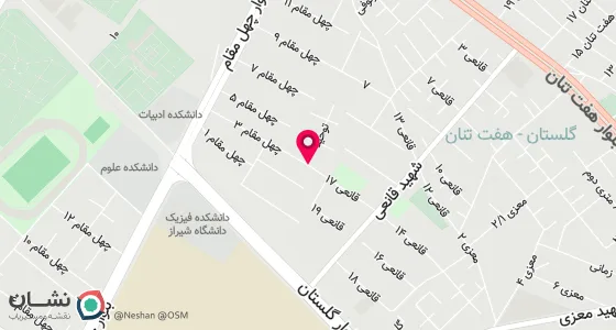 نقشه موقعیت تقریبی دفتر: شیراز - خیابان توحید - کوچه مسجد ولیعصر