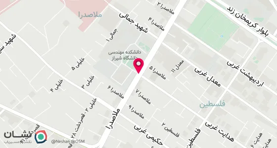 نقشه موقعیت تقریبی دفتر: شیراز -خیابان ملاصدرا-نبش هدایت