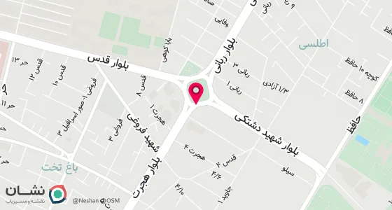 نقشه موقعیت تقریبی دفتر: شیراز میدان قایم (اطلسی) بلوار هجرت روبروی داروخانه دکتر اسیری نبش کوچه 4 ساختمان هجرت طبقه 2