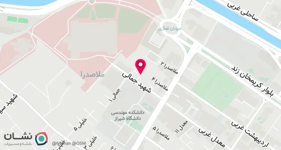 نقشه موقعیت تقریبی دفتر: شیراز - ملاصدرا خیابان شهید جمالی کوچه 4 ساختمان پارس طبقه دوم واحد 15