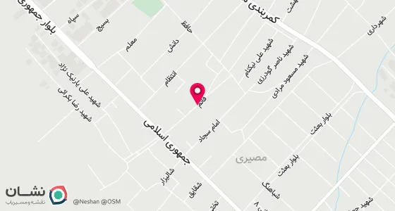 نقشه موقعیت تقریبی دفتر: شهرستان رستم شهرمصیری کوچه قایم