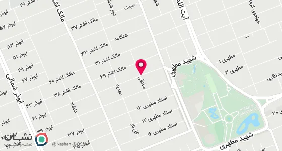 نقشه موقعیت تقریبی دفتر: ضلع غربی پارک مطهری ک 8 پ 1