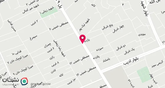 نقشه موقعیت تقریبی دفتر: کرمان-خ شهید مصطفی خمینی-خ رازی-چهارراه اول-روبروی مسجد حضرت رقیه