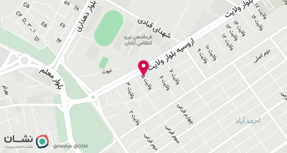 نقشه موقعیت تقریبی دفتر: آبادان خیابان اروسیه بین ولایت5و6