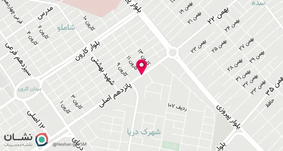 نقشه موقعیت تقریبی دفتر: آبادان کارون - نبش کارون 11-پ417