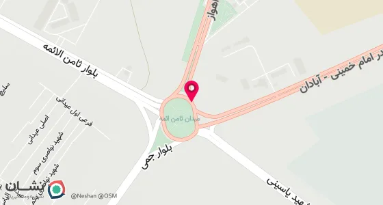 نقشه موقعیت تقریبی دفتر: آبادان-میدان سده-خیابان 15 احمدآباد -پشت بانک تجارت- روبروی حسینیه فاطمه الزهرا