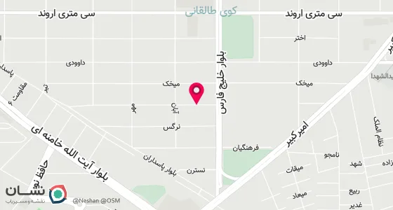 نقشه موقعیت تقریبی دفتر: خرمشهر کوی طالقانی خ شب بو بین بلوار خلیج فارس وآبان