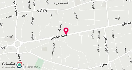 نقشه موقعیت تقریبی دفتر: ابرکوه خیابان شهید صدوقی کوچه 34 درب دوم