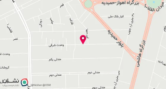 نقشه موقعیت تقریبی دفتر: اهواز امانیه خ سقراط شرقی جنب پست بانک پ 72