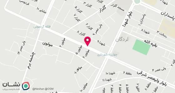 نقشه موقعیت تقریبی دفتر: لردگان میدان بسیج خیابان ولیعصر غربی جنب بسیج