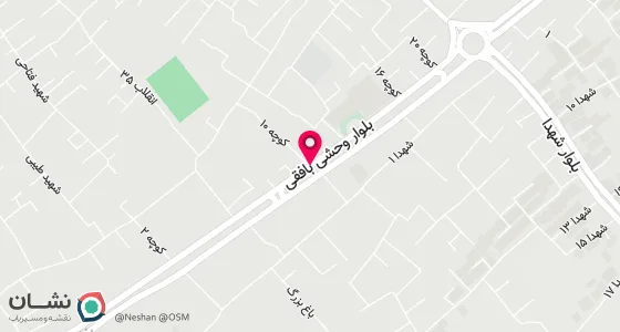 نقشه موقعیت تقریبی دفتر: بافق-خیابان وحشی بافقی-فرعی 10-کوچه شهید شریعتی