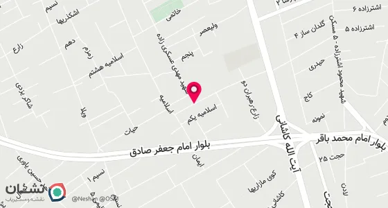 نقشه موقعیت تقریبی دفتر: خیابان کاشانی کوچه جنب سازمان آب(کوچه 34) کوچه شهید اسلامیه پلاک 77