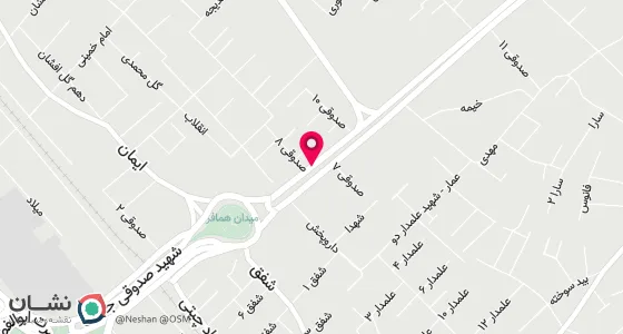 نقشه موقعیت تقریبی دفتر: یزد میدان همافر خیابان ایمان کوچه بنفشه پلاک 31