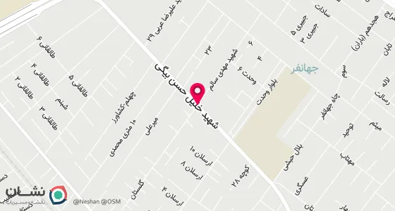 نقشه موقعیت تقریبی دفتر: یزد-همافر-خیابان خلیل حسن بیگی-کوچه گلستان-پلاک آب 105910