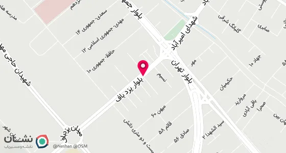 نقشه موقعیت تقریبی دفتر: یزد بلوار پاسداران نبش کوچه 13 پلاک 2