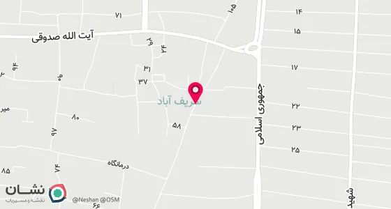 نقشه موقعیت تقریبی دفتر: یزد اردکان خیابان دکتر شریعتی کوچه شهید برخورداری بن ست شماره 7 پلاک 29