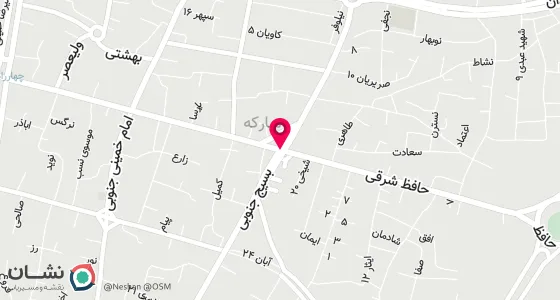 نقشه موقعیت تقریبی دفتر: مبارکه خ بسیج چهارراه بسیج ابتدای خ حافظ شرقی طبقه فوقانی فست فودشایلی