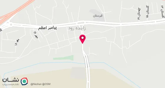 نقشه موقعیت تقریبی دفتر: شهر زاینده رود محله بیستگان بلوار پیامبر کوچه گلستان3