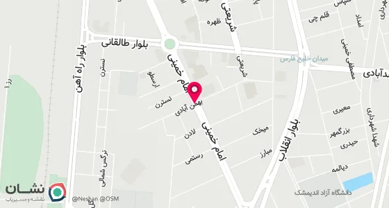 نقشه موقعیت تقریبی دفتر: اندیمشک خیابان امام خمینی ره کوچه بهمن ابادی