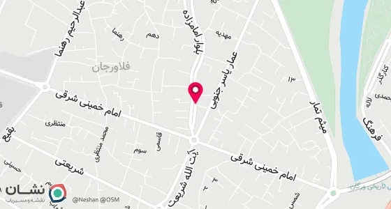 نقشه موقعیت تقریبی دفتر: فلاورجان خیابان شریعتی (نبش عمار) کوچه شهید محبوب رحیمی