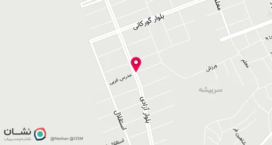 نقشه موقعیت تقریبی دفتر: سربیشه تقاطع آزادی و مدرس