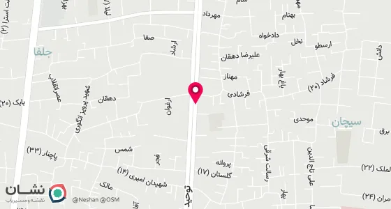 نقشه موقعیت تقریبی دفتر: اصفهان توحید میانی کوچه شهیدان کاظمی شماره 25 بن بست لاله پلاک 135