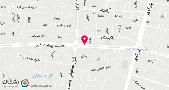 نقشه موقعیت تقریبی دفتر: اصفهان خیابان هشت بهشت غربی حدفاصل ملک و گلزار ساختمان فراز 2