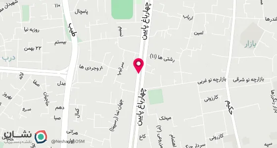 نقشه موقعیت تقریبی دفتر: اصفهان چهارباغ پائین خیابان جامی چهارراه اول سمت راست (بیدآبادی ) ساختمان شمس طبقه اول
