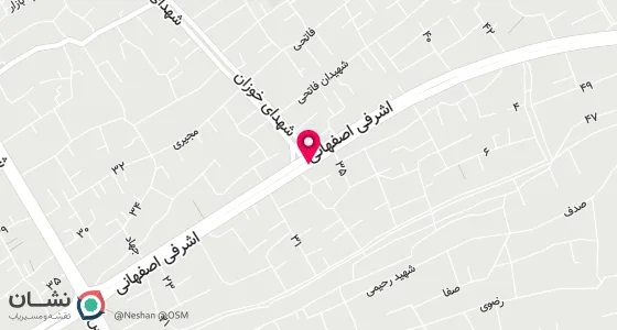 نقشه موقعیت تقریبی دفتر: خمینی شهر خیابان بوعلی مقابل بیمارستان شهید اشرفی اصفهانی اول کوچه بنیاد شهید