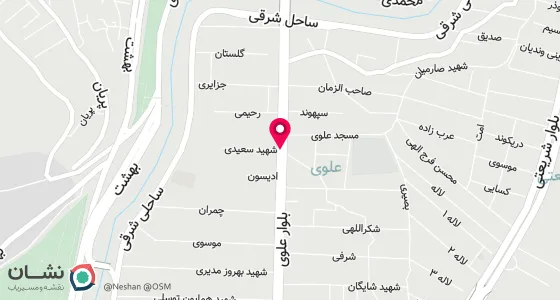 نقشه موقعیت تقریبی دفتر: خیابان علوی روبروی مسجد علوی کوچه شهید سعیدی