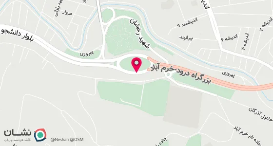 نقشه موقعیت تقریبی دفتر: خرم آباد - خ علوی حدفاصل میدان امام (ره)وشقایق جنب دفتر خدمات الکترونیک قضائی