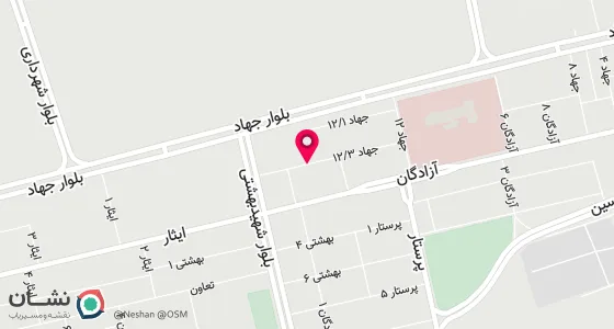 نقشه موقعیت تقریبی دفتر: بلوار جهاد - بلوار شهید بهشتی - خیابان ایثار (پشت مرکز فنی و حرفه ای)