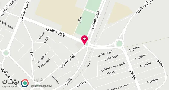 نقشه موقعیت تقریبی دفتر: شهرشازند - میدان امام خمینی-ابتدای جاده آستانه