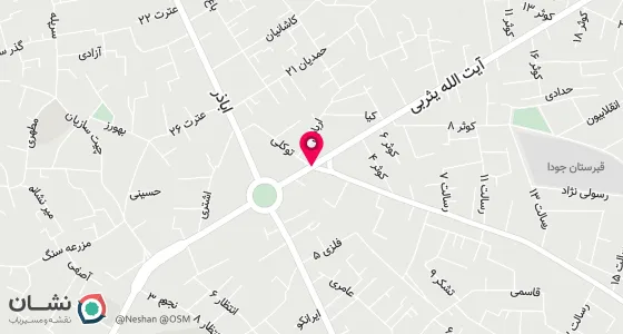 نقشه موقعیت تقریبی دفتر: کاشان فاز2 ناجی اباد خ بهارستان بعد از 4 راه ورزشگاه بعد از املاک رسالت