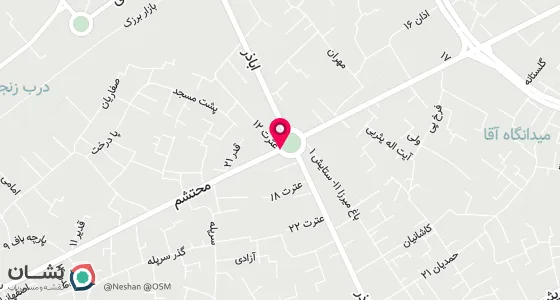 نقشه موقعیت تقریبی دفتر: کاشان میدان امام خمینی ابتدای خ محتشم جنب بانک صادرات
