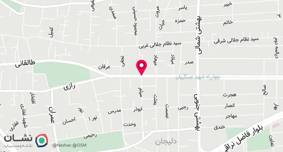 نقشه موقعیت تقریبی دفتر: دلیجان خیابان طالقانی کوچه شهید عابدین فدایی