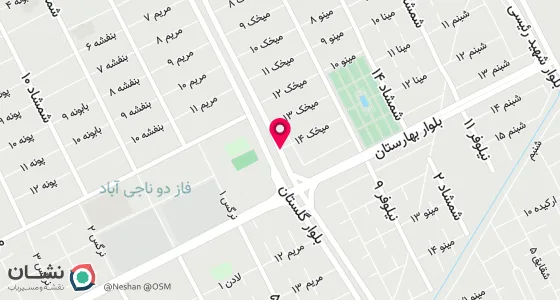 نقشه موقعیت تقریبی دفتر: کاشان فاز 2 ناجی آباد چهارراه ورزشگاه بلوار گلستان جنب تاکسی تلفنی آل یاسین میخک 14